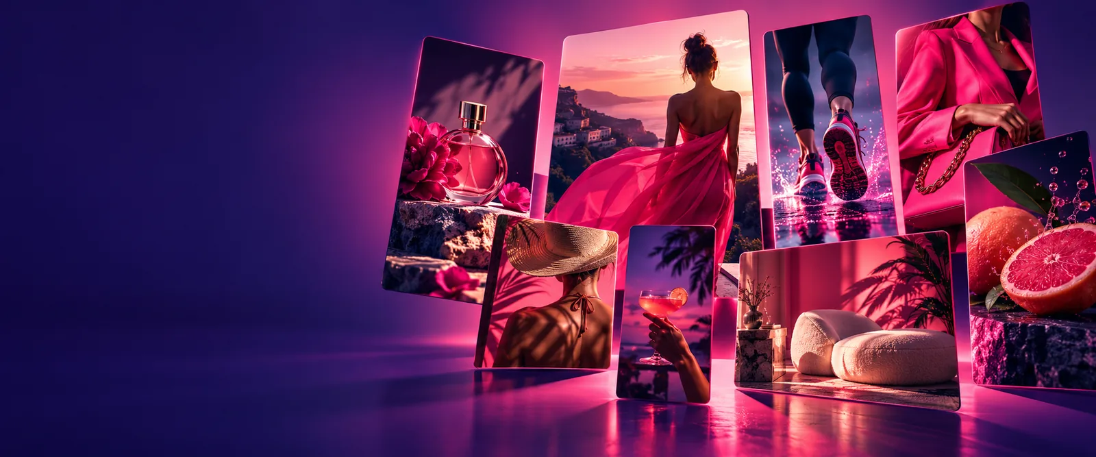 Aiadcreatives landing visual showing advertising creative concepts
