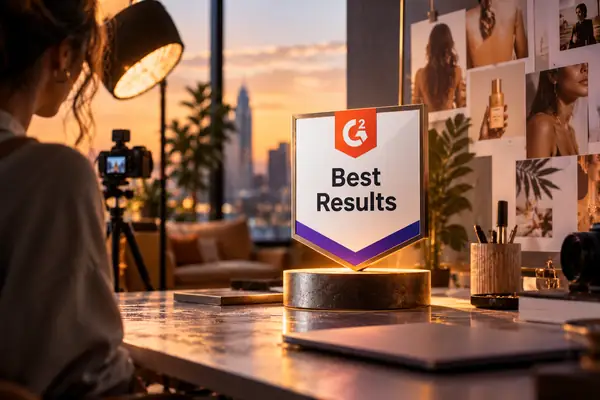 G2-Best-Results-Abzeichen im Referenzlayout angezeigt.